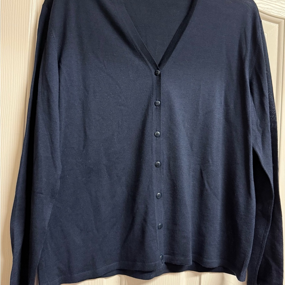 TSE Women's Navy Cardigan Sweater